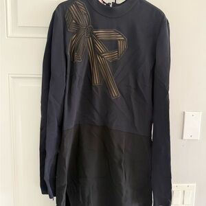 Stella McCartney Black Long Sleeve Dress with Gold Bow